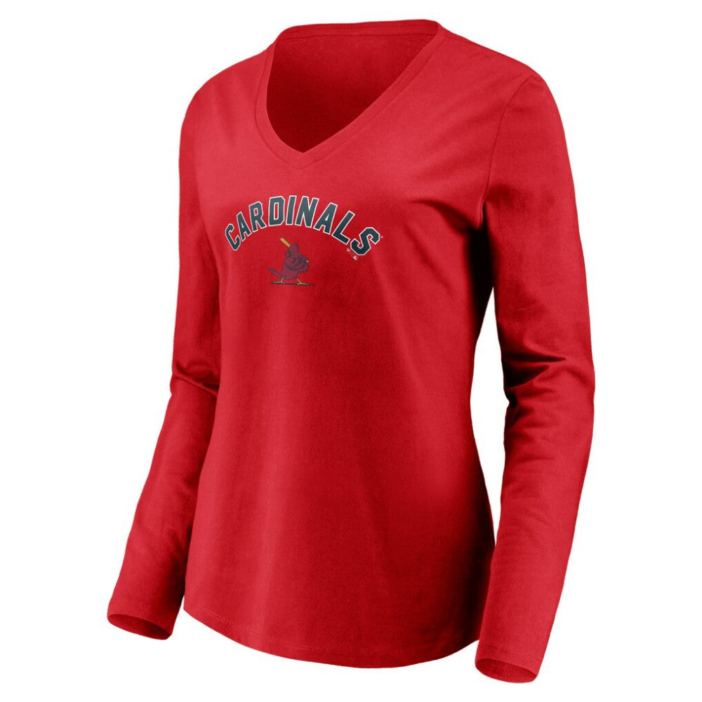 St. Louis Cardinals Women's Cooperstown Collection Personalized Winning Streak Long Sleeve V-Neck T-Shirt - Red T-shirts