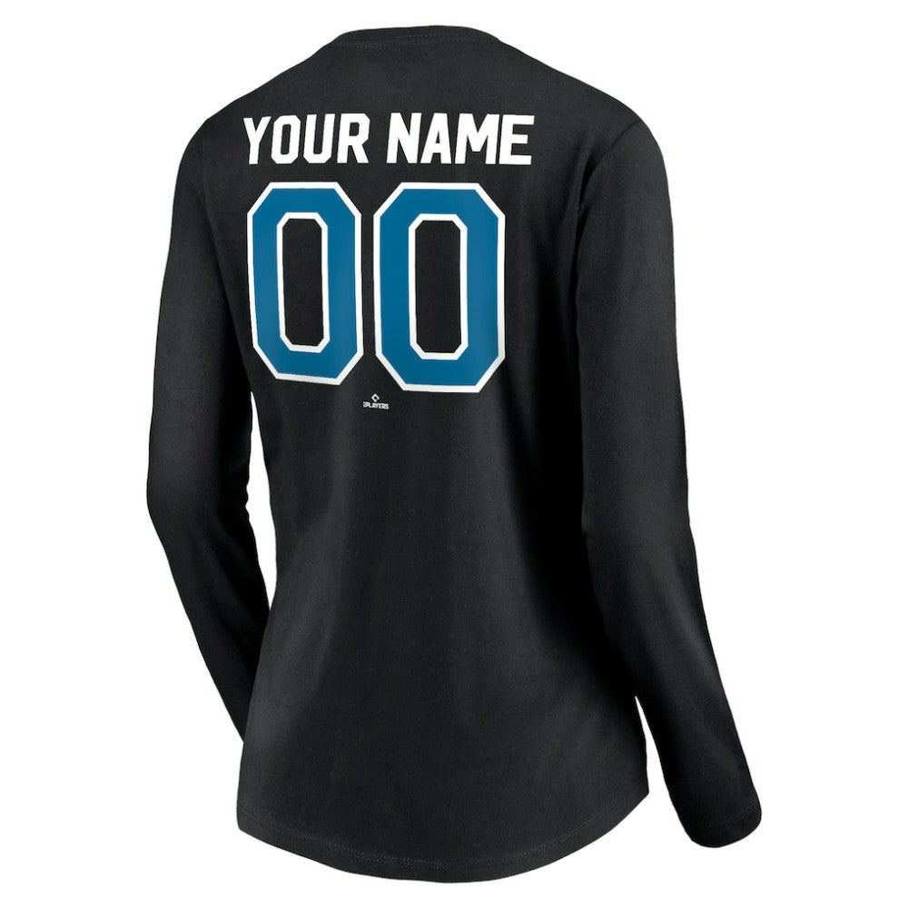 Tampa Bay Rays Women's Cooperstown Collection Personalized Winning Streak Long Sleeve V-Neck T-Shirt - Black T-shirts