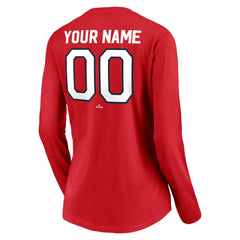 Washington Nationals Women's Cooperstown Collection Personalized Winning Streak Long Sleeve V-Neck T-Shirt - Red T-shirts