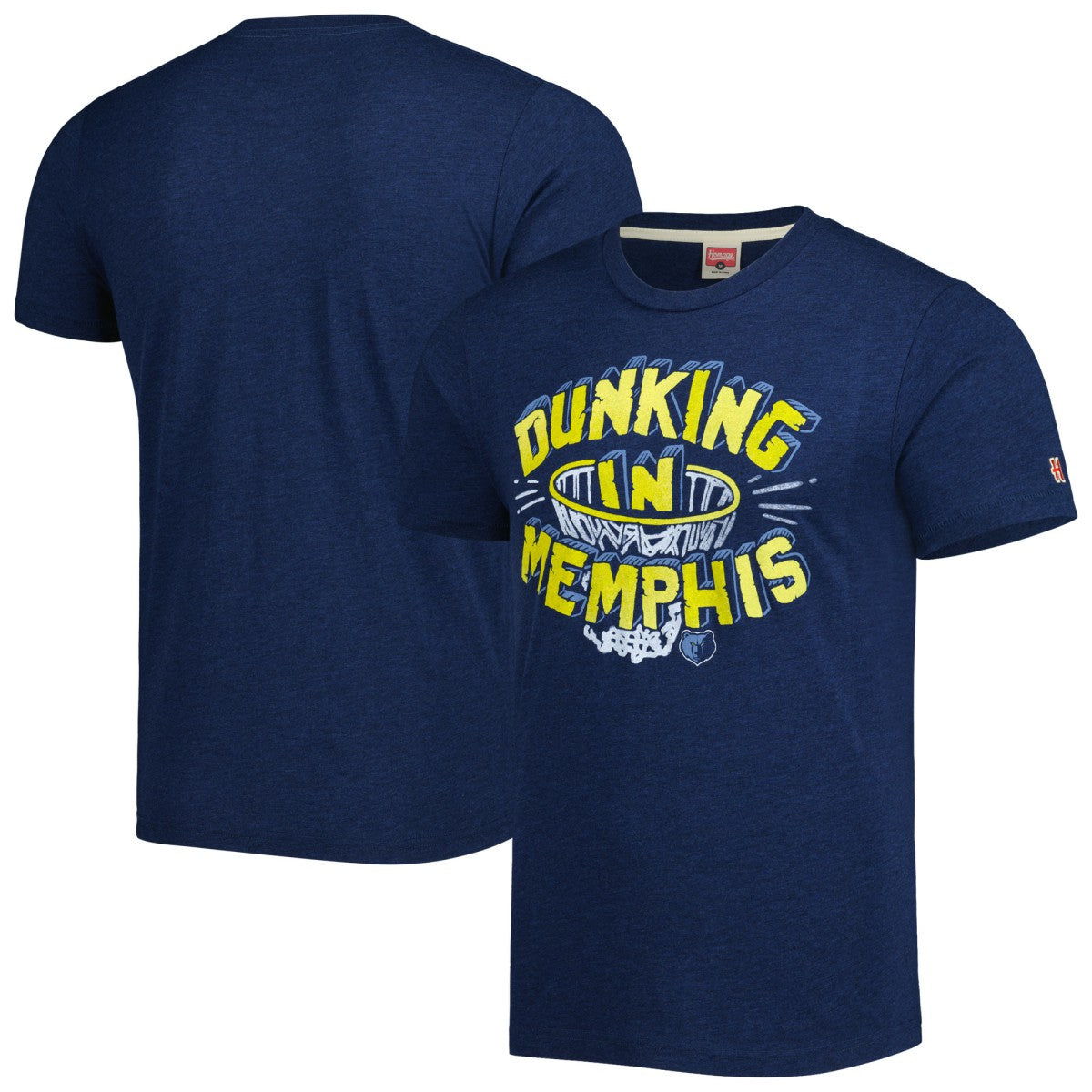 Memphis Grizzlies Homage Unisex Hometown Hyper Local Tri-Blend T-Shirt Navy