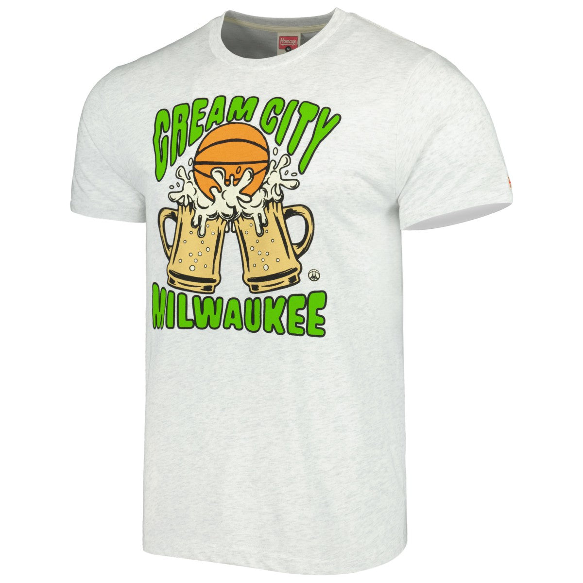 Milwaukee Bucks Homage Unisex Hometown Hyper Local Tri-Blend T-Shirt Ash
