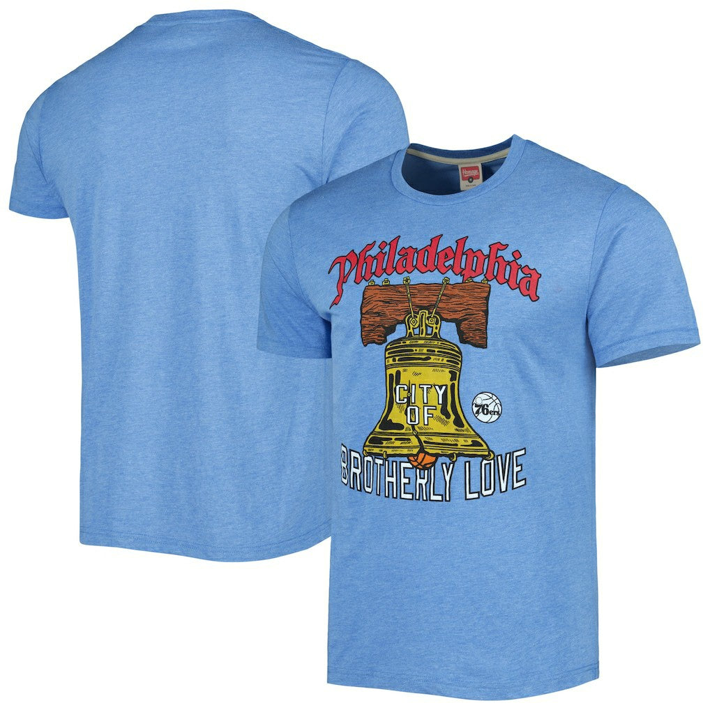 Philadelphia 76ers Homage Unisex Hometown Hyper Local Tri-Blend T-Shirt Light Blue