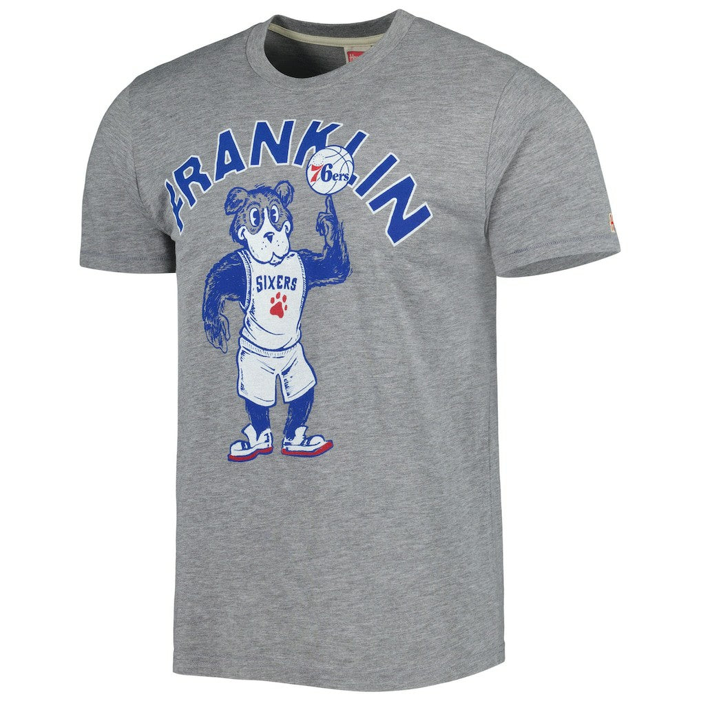 Philadelphia 76ers Homage Unisex Team Mascot Tri-Blend T-Shirt Heather Gray