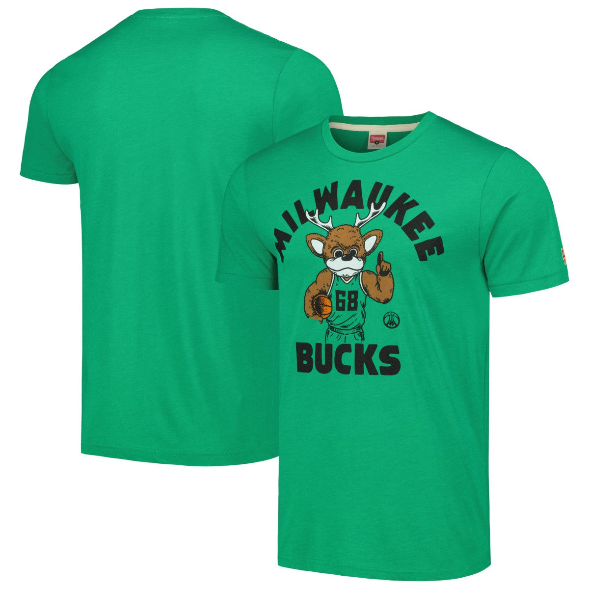 Milwaukee Bucks Homage Unisex Team Mascot Tri-Blend T-Shirt Green