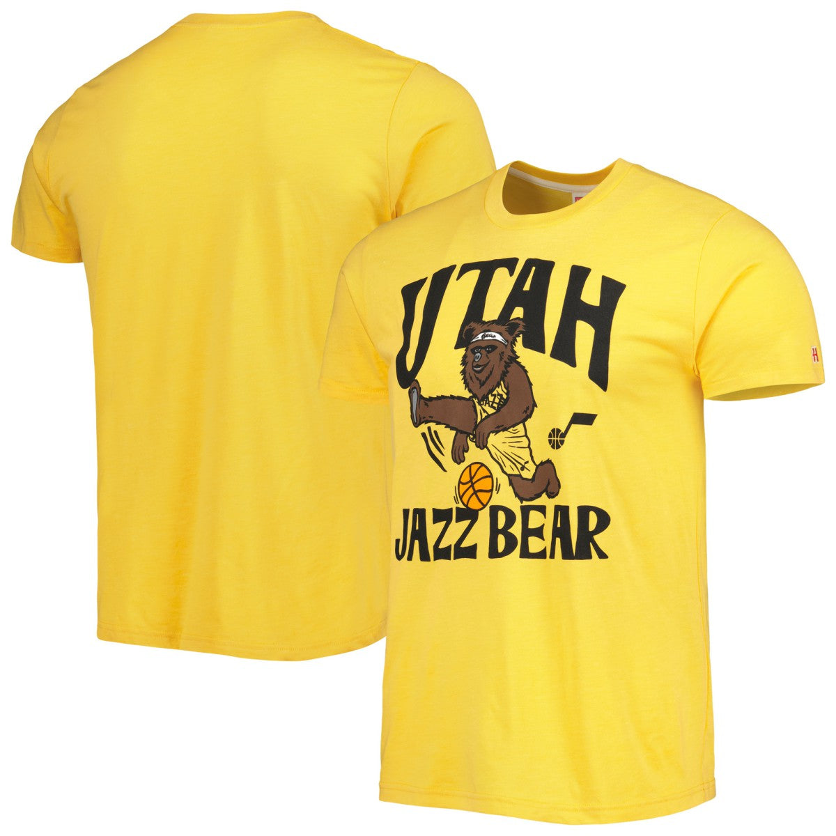 Utah Jazz Homage Unisex Team Mascot Tri-Blend T-Shirt Gold