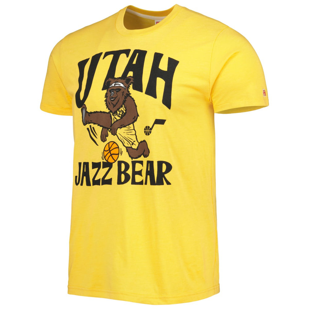 Utah Jazz Homage Unisex Team Mascot Tri-Blend T-Shirt Gold
