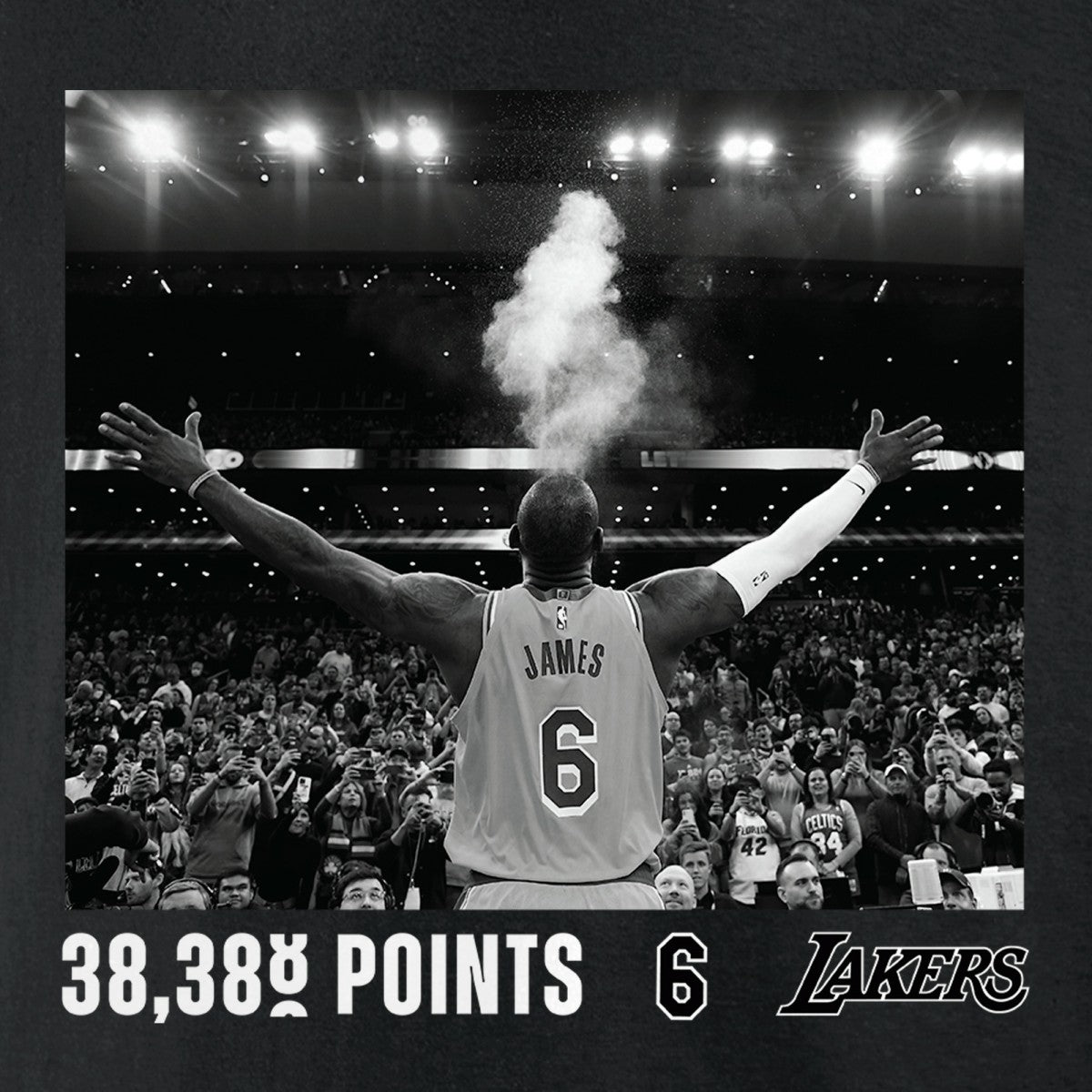 LeBron James Los Angeles Lakers NBA All-Time Scoring Record Chalk Throw T-Shirt Black