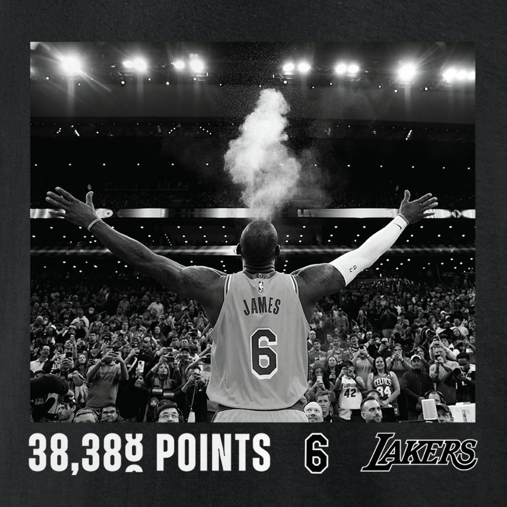 LeBron James Los Angeles Lakers NBA All-Time Scoring Record Chalk Throw T-Shirt Black