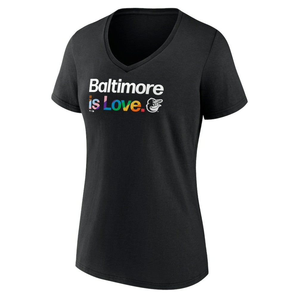 Baltimore Orioles Women's City Pride V-Neck T-Shirt - Black T-shirts