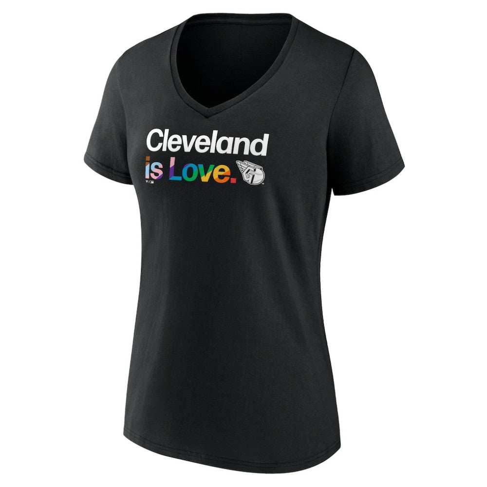 Cleveland Guardians Women's City Pride V-Neck T-Shirt - Black T-shirts