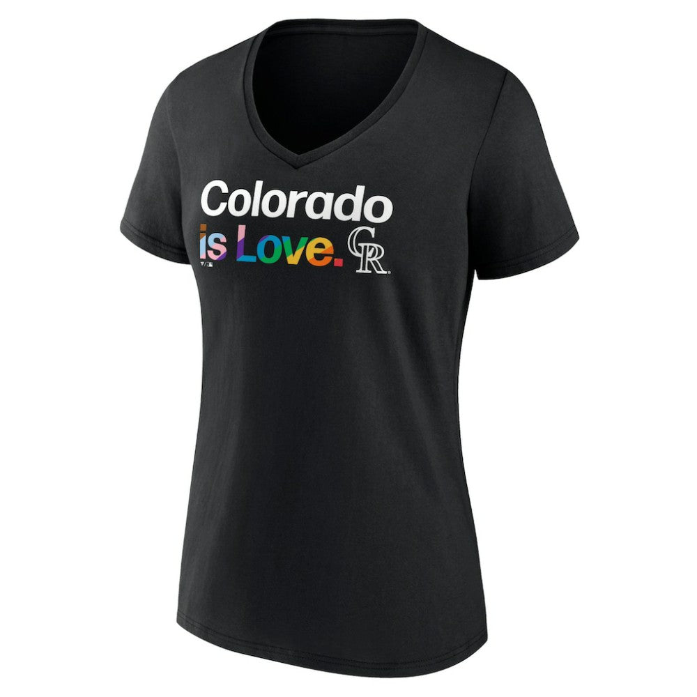 Colorado Rockies Women's City Pride V-Neck T-Shirt - Black T-shirts