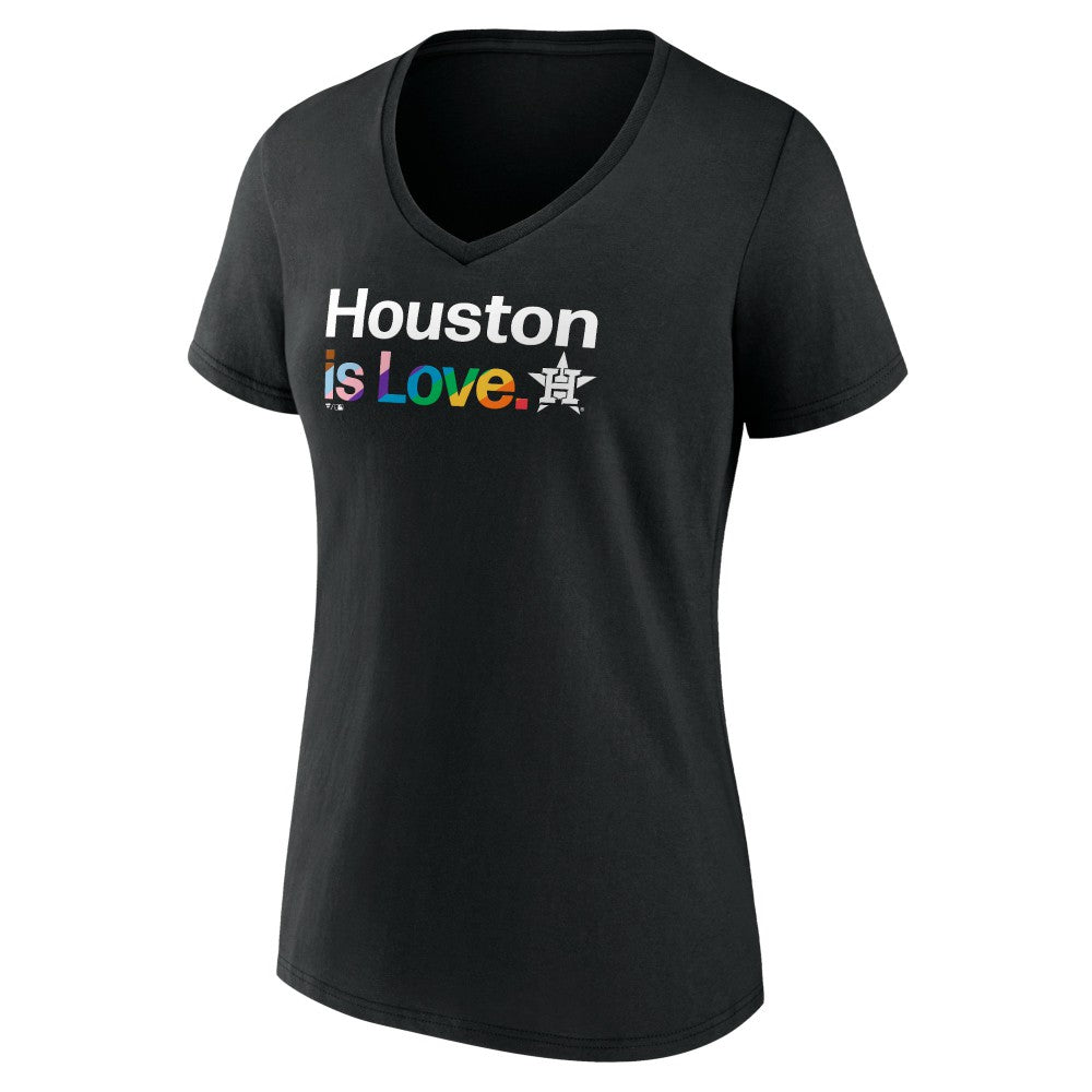 Houston Astros Women's City Pride V-Neck T-Shirt - Black T-shirts