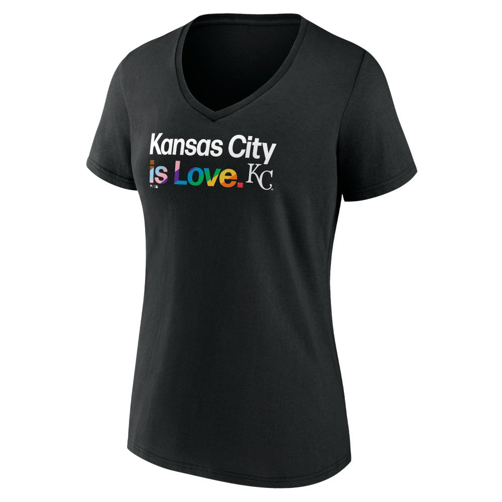 Kansas City Royals Women's City Pride V-Neck T-Shirt - Black T-shirts