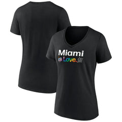 Miami Marlins Women's City Pride V-Neck T-Shirt - Black T-shirts