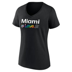 Miami Marlins Women's City Pride V-Neck T-Shirt - Black T-shirts