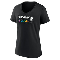 Philadelphia Phillies Women's City Pride V-Neck T-Shirt - Black T-shirts