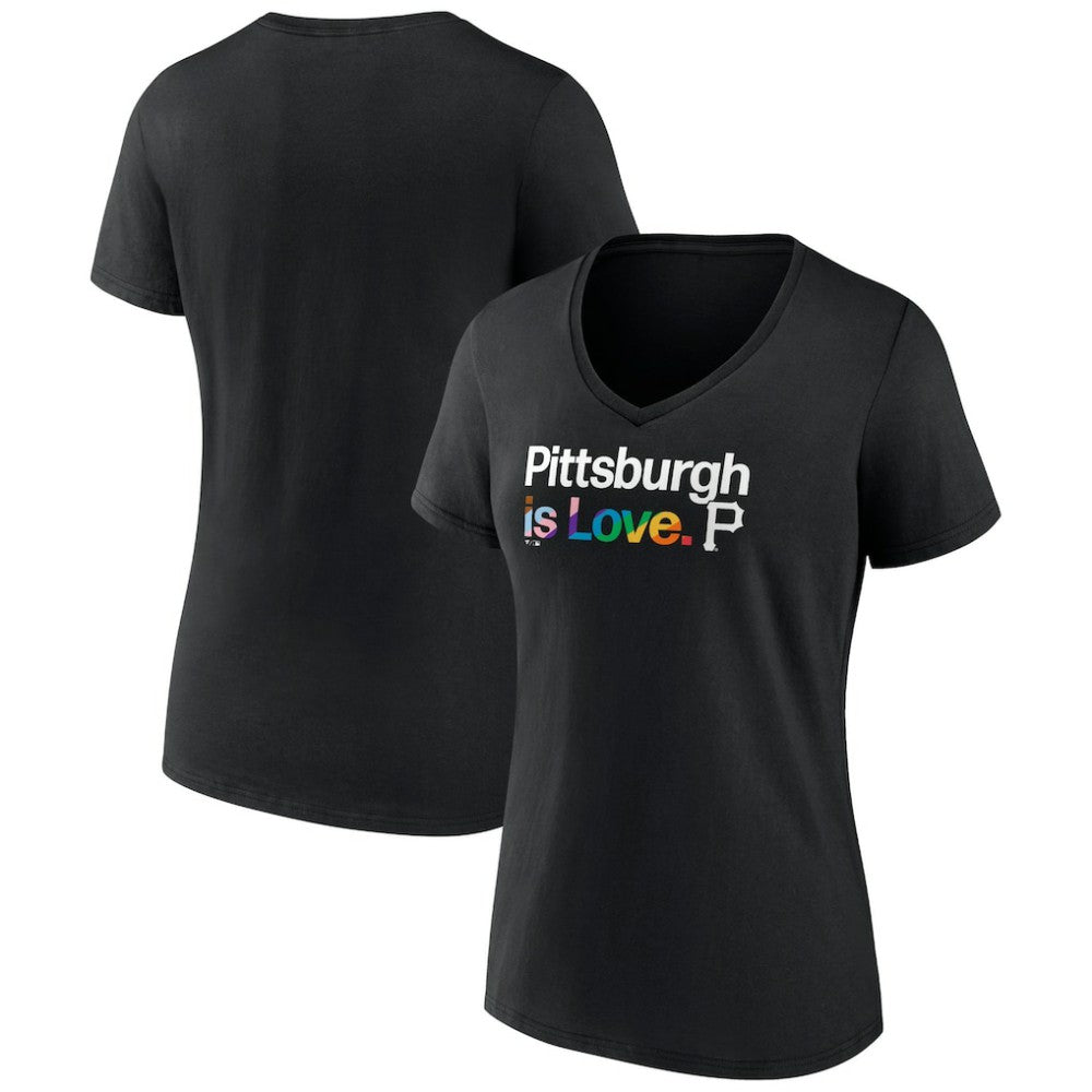Pittsburgh Pirates Women's City Pride V-Neck T-Shirt - Black T-shirts