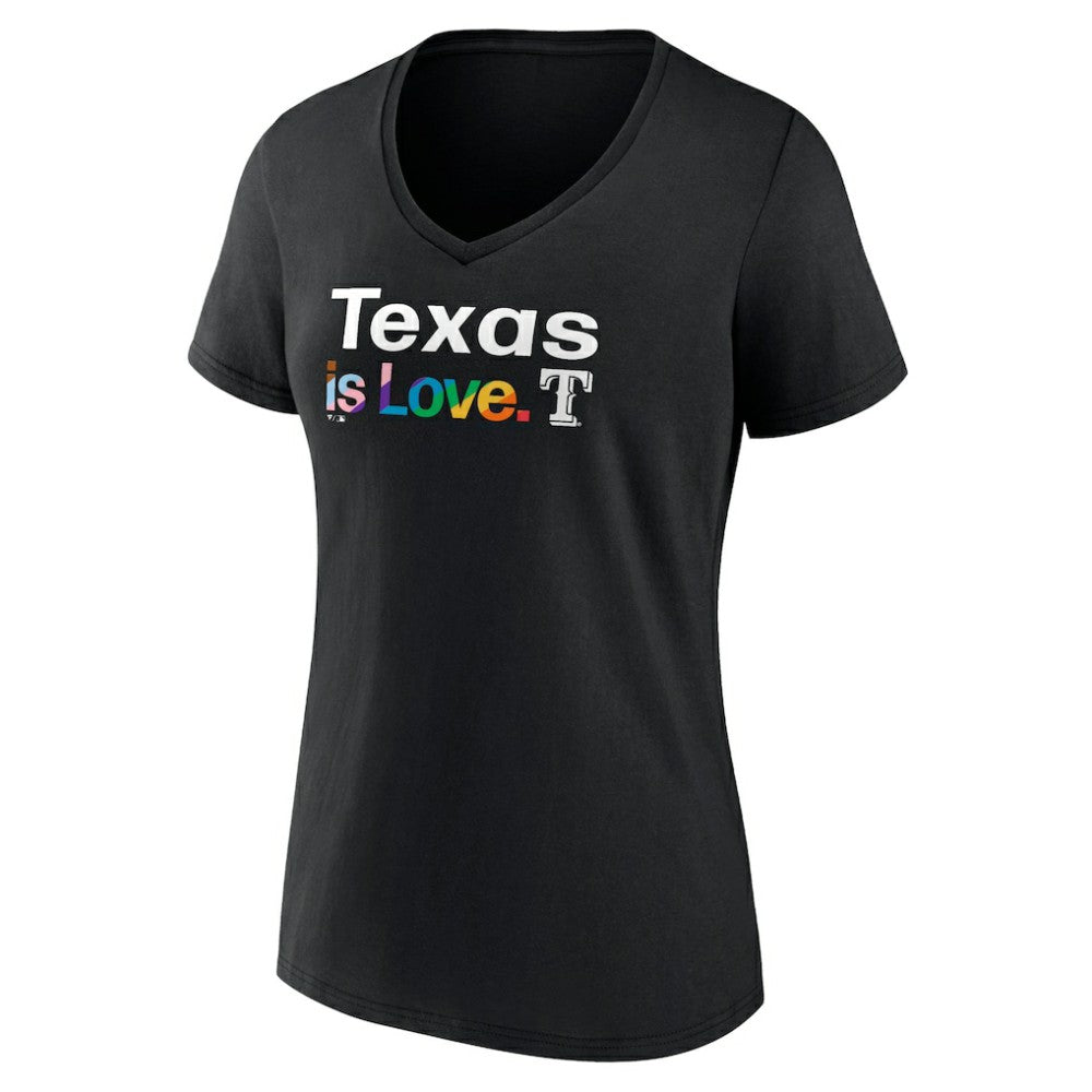 Texas Rangers Women's City Pride V-Neck T-Shirt - Black T-shirts