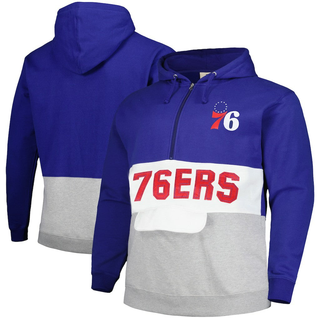 Philadelphia 76ers Big & Tall Anorak Half-Zip Hoodie Royal