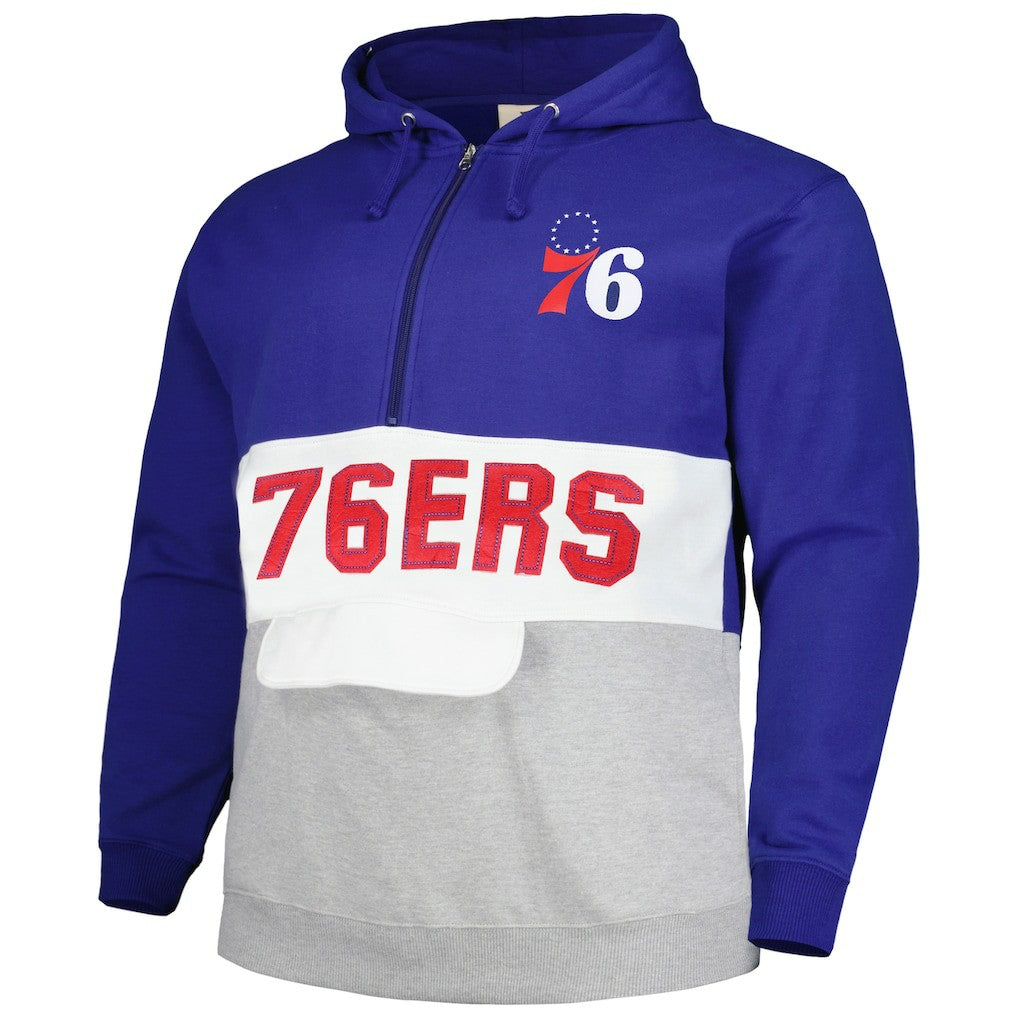 Philadelphia 76ers Big & Tall Anorak Half-Zip Hoodie Royal