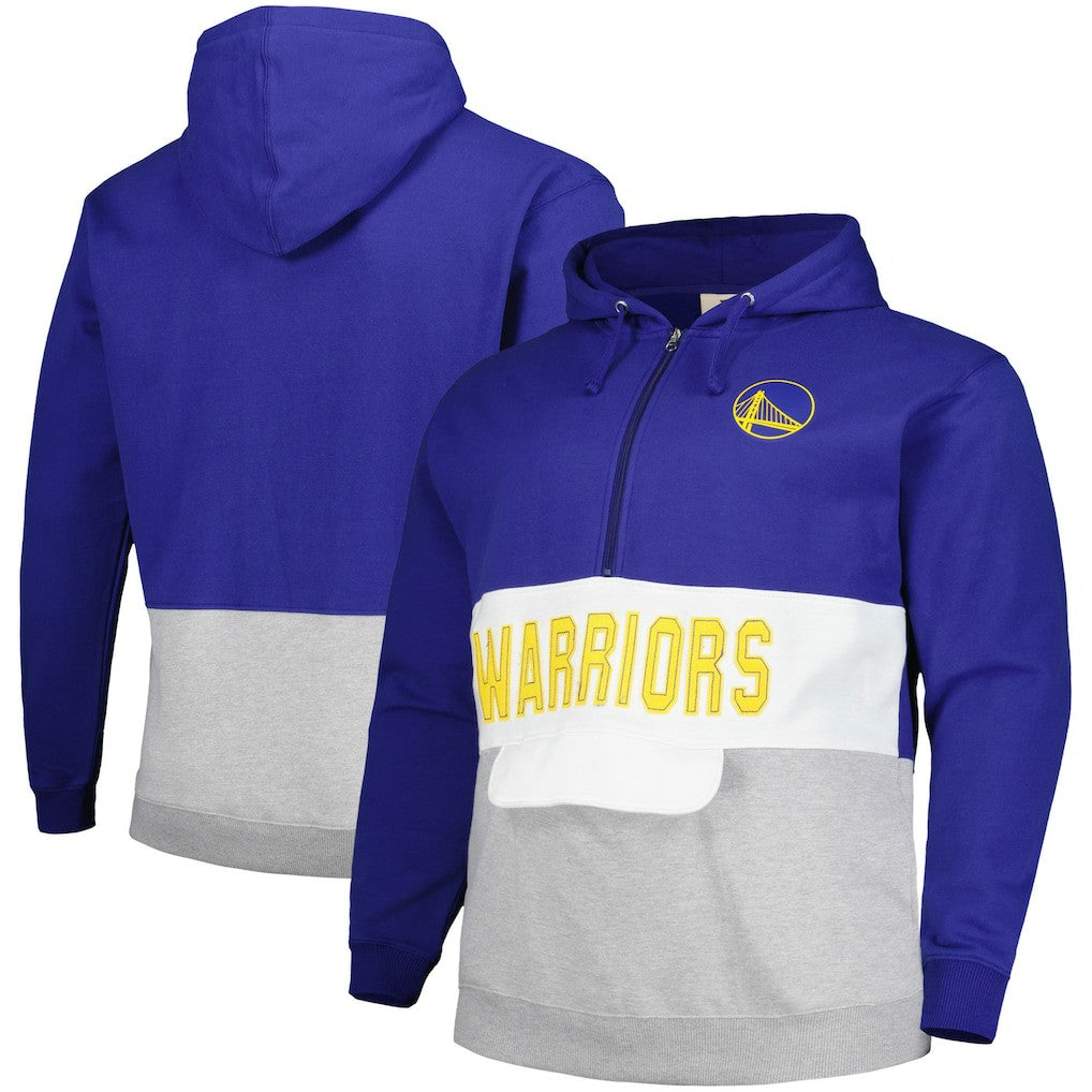 Golden State Warriors Big & Tall Anorak Half-Zip Hoodie Royal