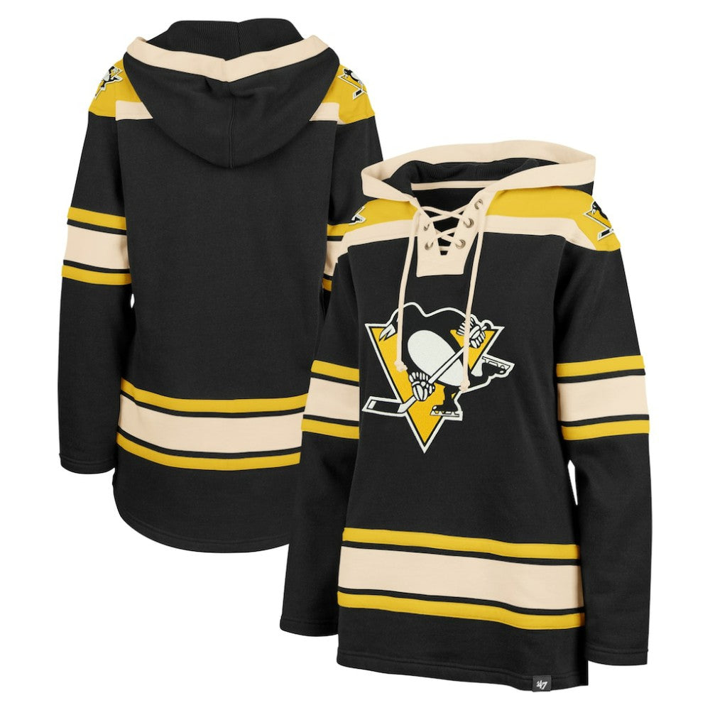 NHL Pittsburgh Penguins '47 Women's Superior Lacer Pullover Hoodie - Black