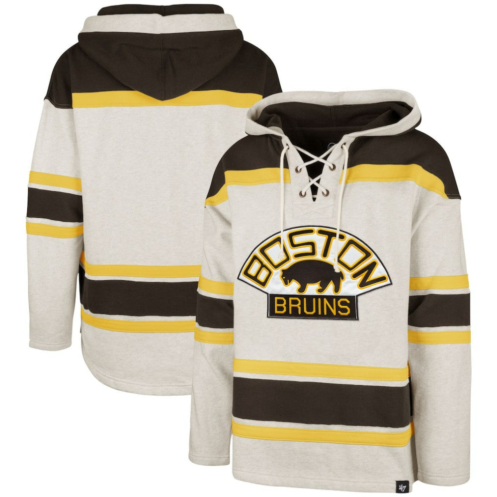 NHL Boston Bruins '47 Rockaway Lacer Pullover Hoodie - Oatmeal