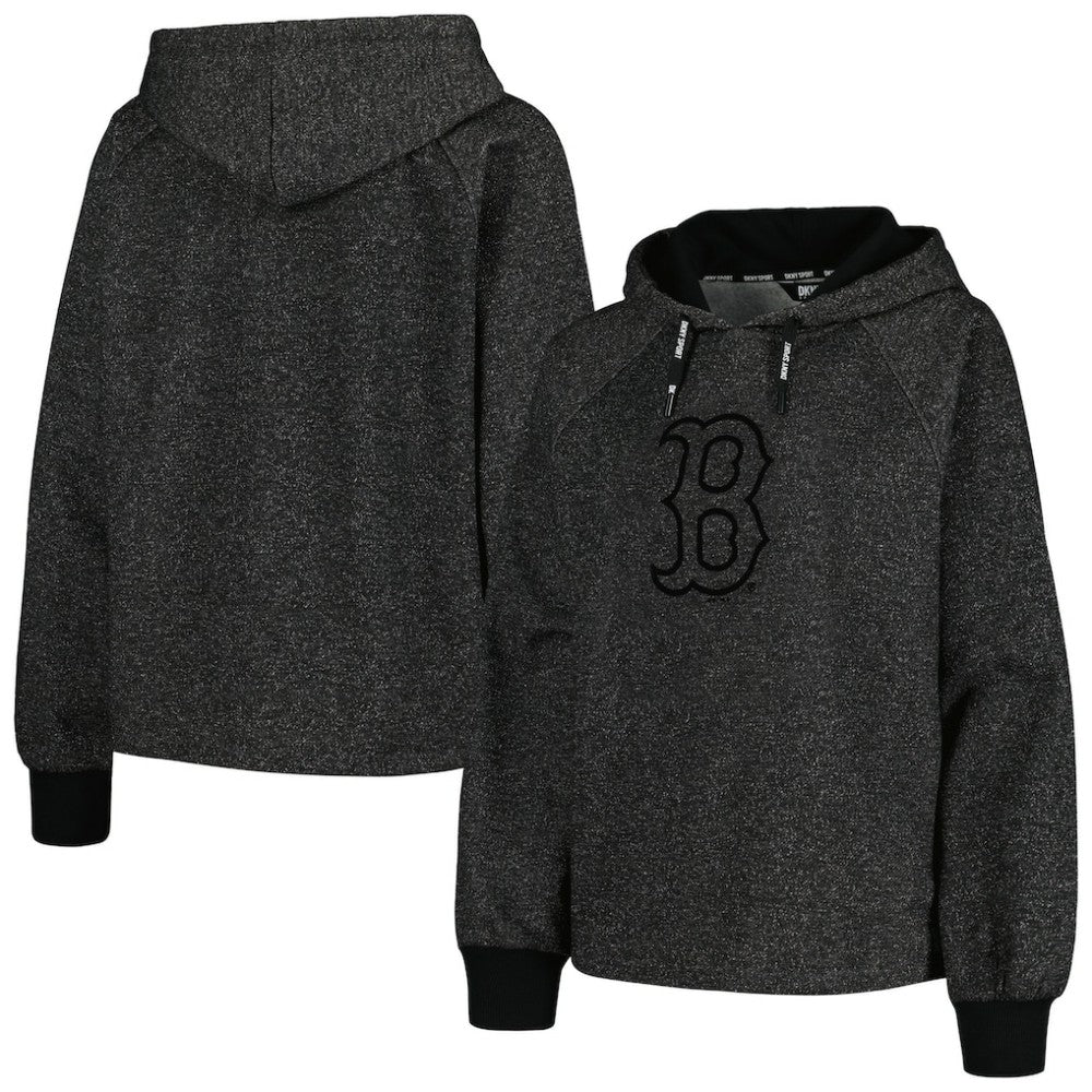 Boston Red Sox DKNY Sport Women's Debbie Dolman Raglan Pullover Hoodie - Black Hoodies