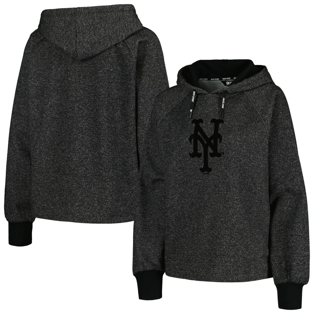 New York Mets DKNY Sport Women's Debbie Dolman Raglan Pullover Hoodie - Black Hoodies