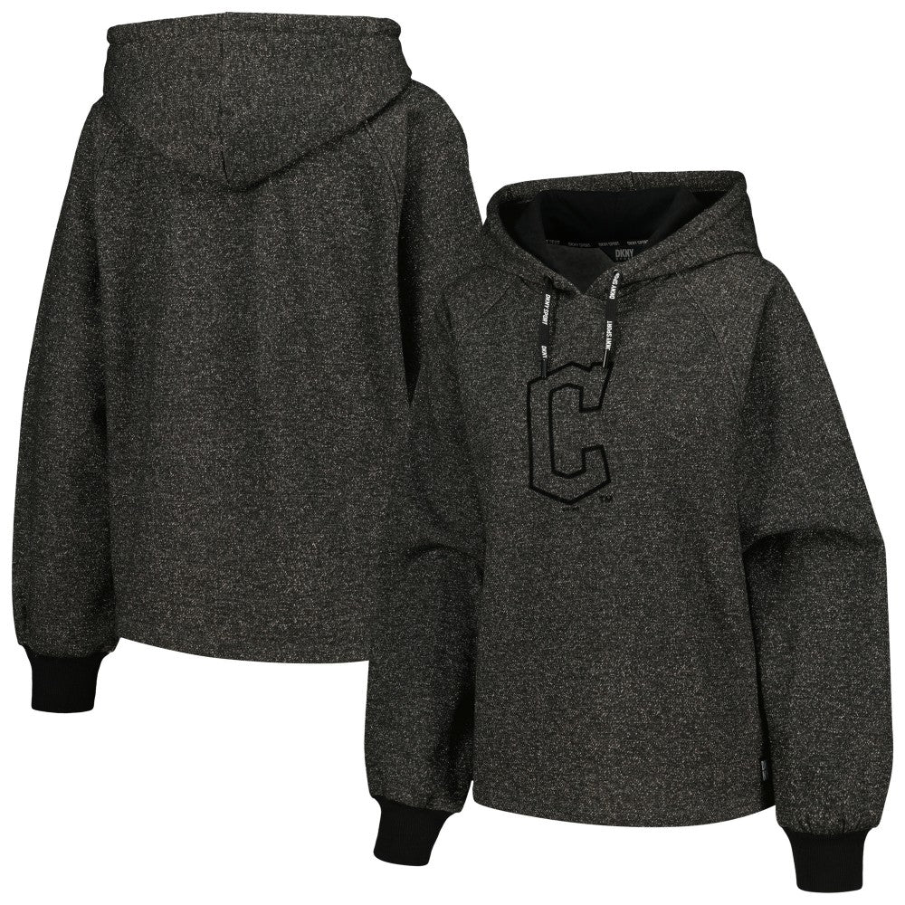 Cleveland Guardians DKNY Sport Women's Debbie Dolman Raglan Pullover Hoodie - Black Hoodies
