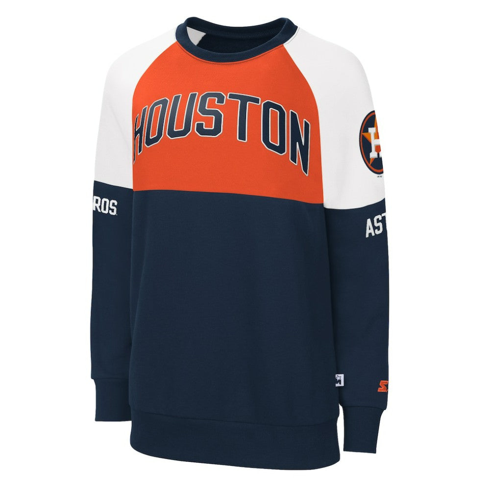 Houston Astros Starter Women's Baseline Raglan Pullover Sweatshirt - Navy/Orange Pullover