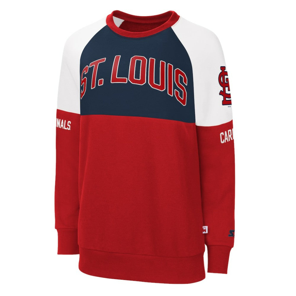 St. Louis Cardinals Starter Women's Baseline Raglan Pullover Sweatshirt - Red/Navy Pullover