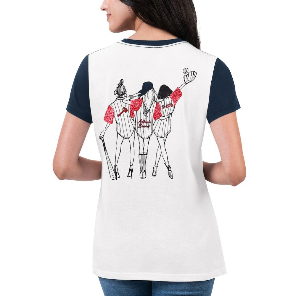 Atlanta Braves G-III 4Her by Carl Banks Women's Illustration Ringer T-Shirt - White T-shirts