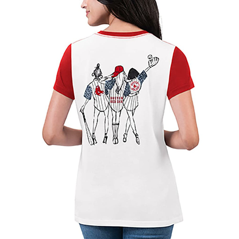 Boston Red Sox G-III 4Her by Carl Banks Women's Illustration Ringer T-Shirt - White T-shirts