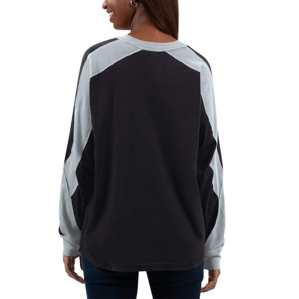 Chicago White Sox G-III 4Her by Carl Banks Women's Smash Raglan Long Sleeve T-Shirt - Black/Silver T-shirts