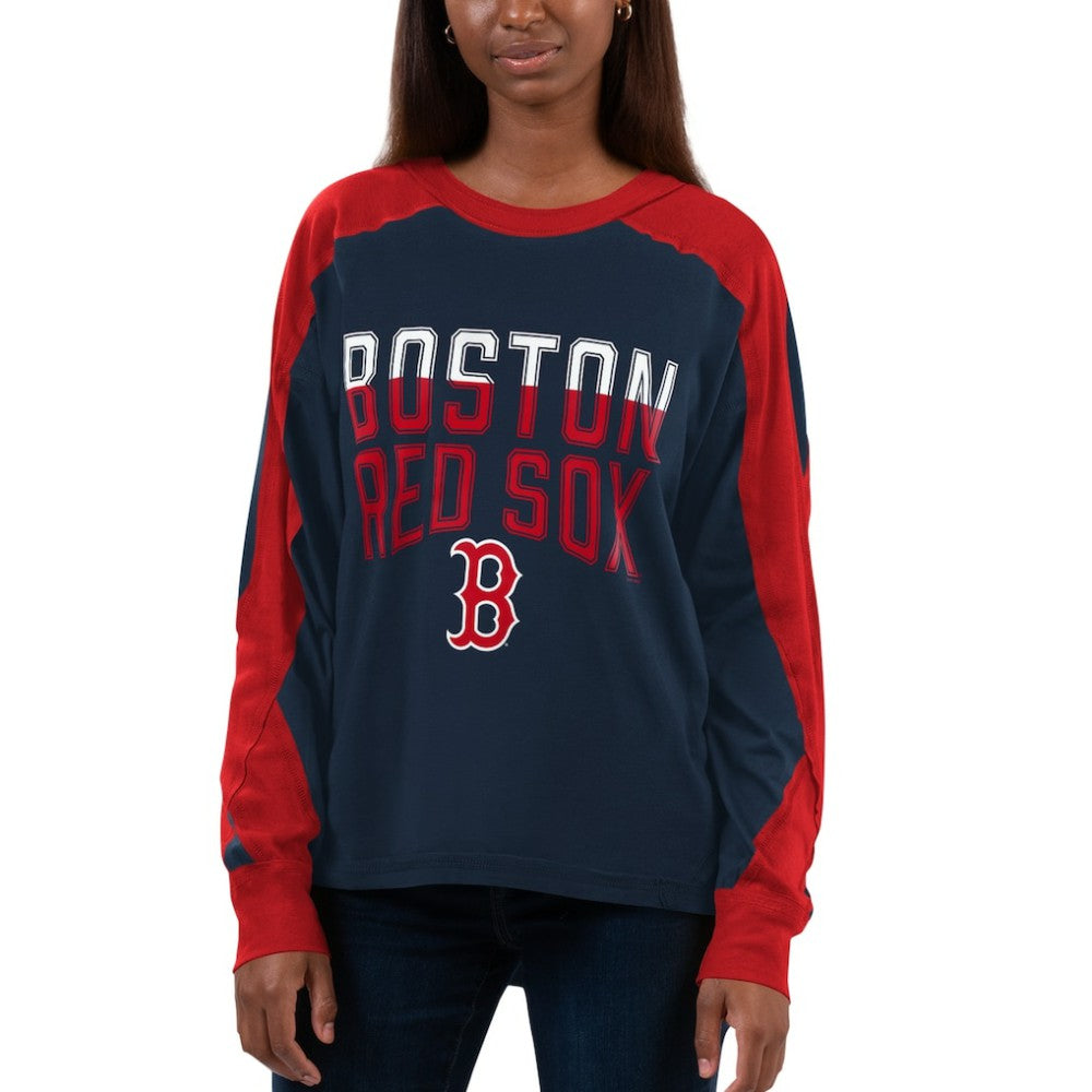 Boston Red Sox G-III 4Her by Carl Banks Women's Smash Raglan Long Sleeve T-Shirt - Navy/Red T-shirts