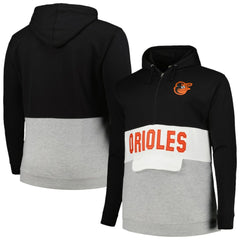 Baltimore Orioles Big & Tall Hoodie Half-Zip Sweatshirt - Black/Heather Gray Hoodies