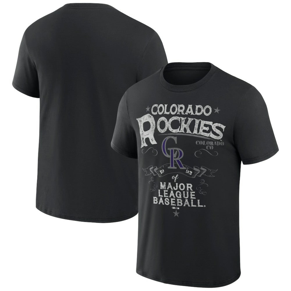 Colorado Rockies Darius Rucker Collection by Fanatics Beach Splatter T-Shirt - Black T-shirts