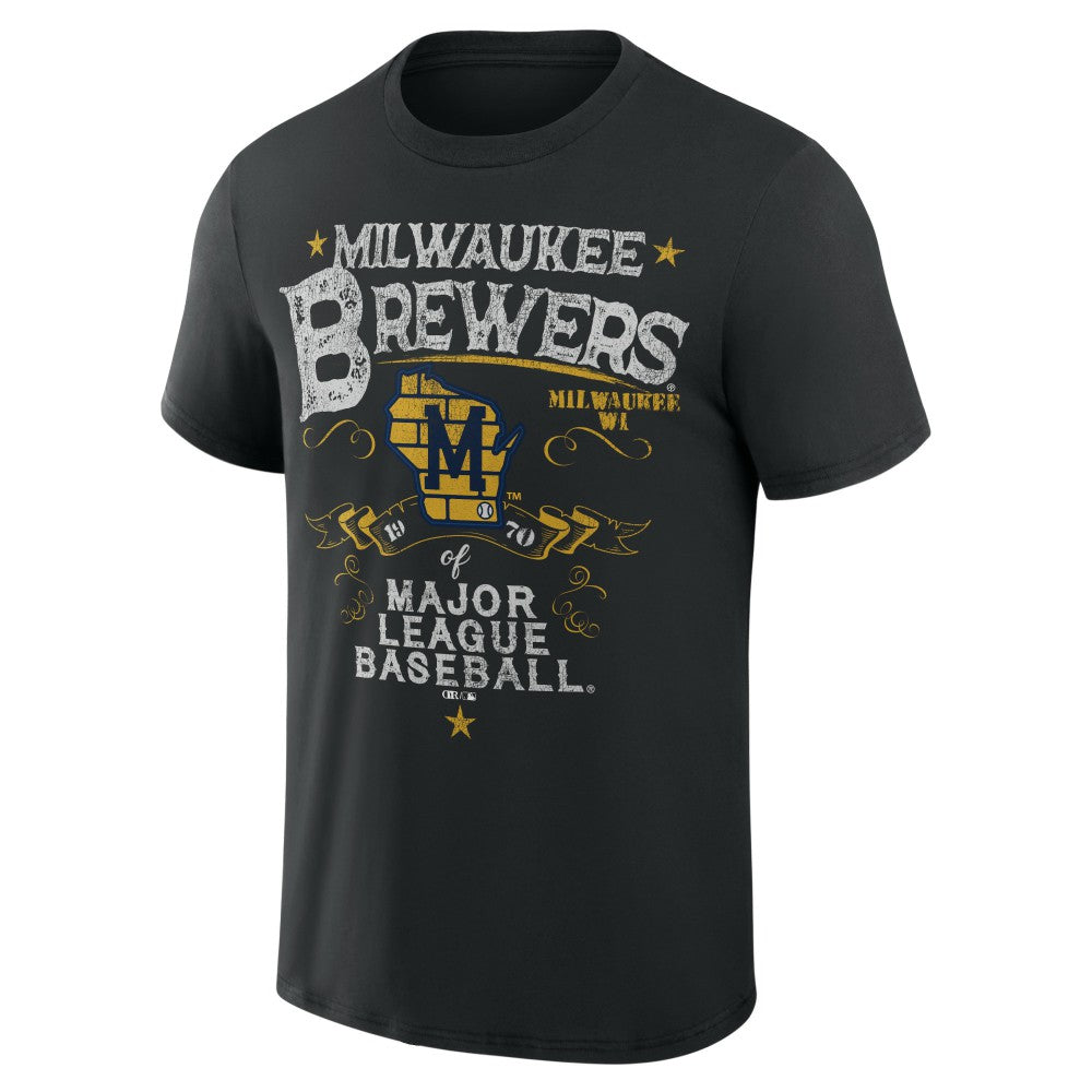 Milwaukee Brewers Darius Rucker Collection by Fanatics Beach Splatter T-Shirt - Black T-shirts