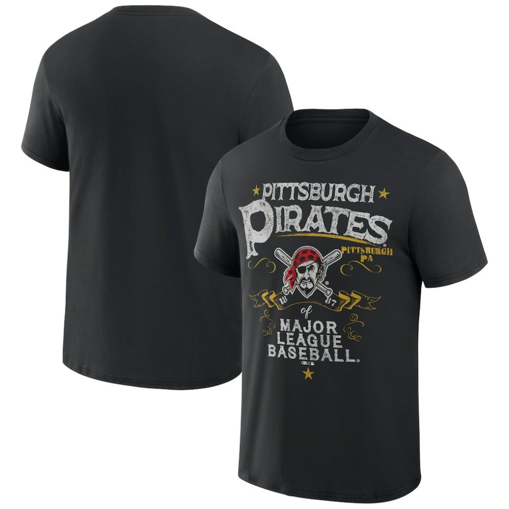 Pittsburgh Pirates Darius Rucker Collection by Fanatics Beach Splatter T-Shirt - Black T-shirts