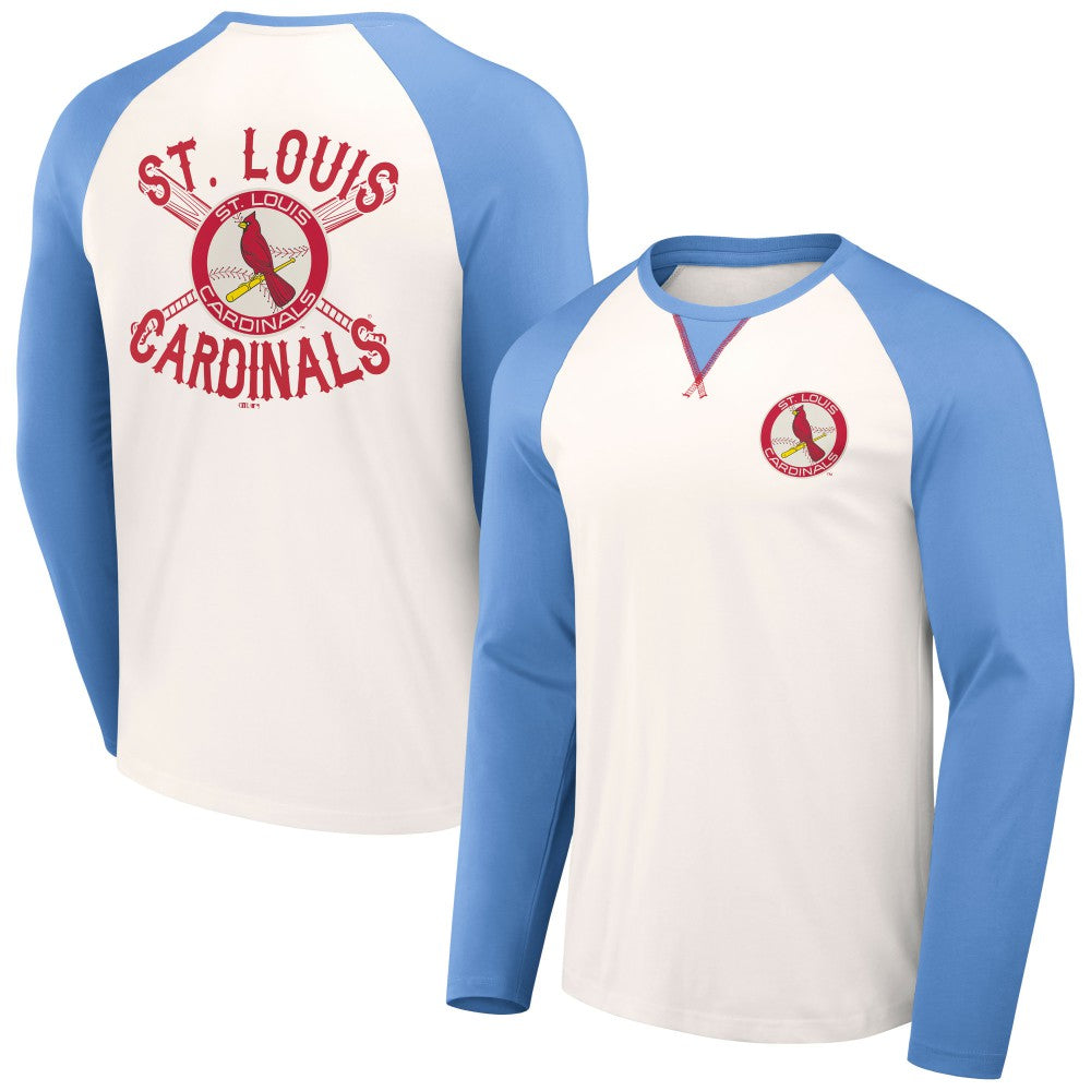 St. Louis Cardinals Darius Rucker Collection by Fanatics Team Color Raglan T-Shirt - White/Light Blue T-shirts