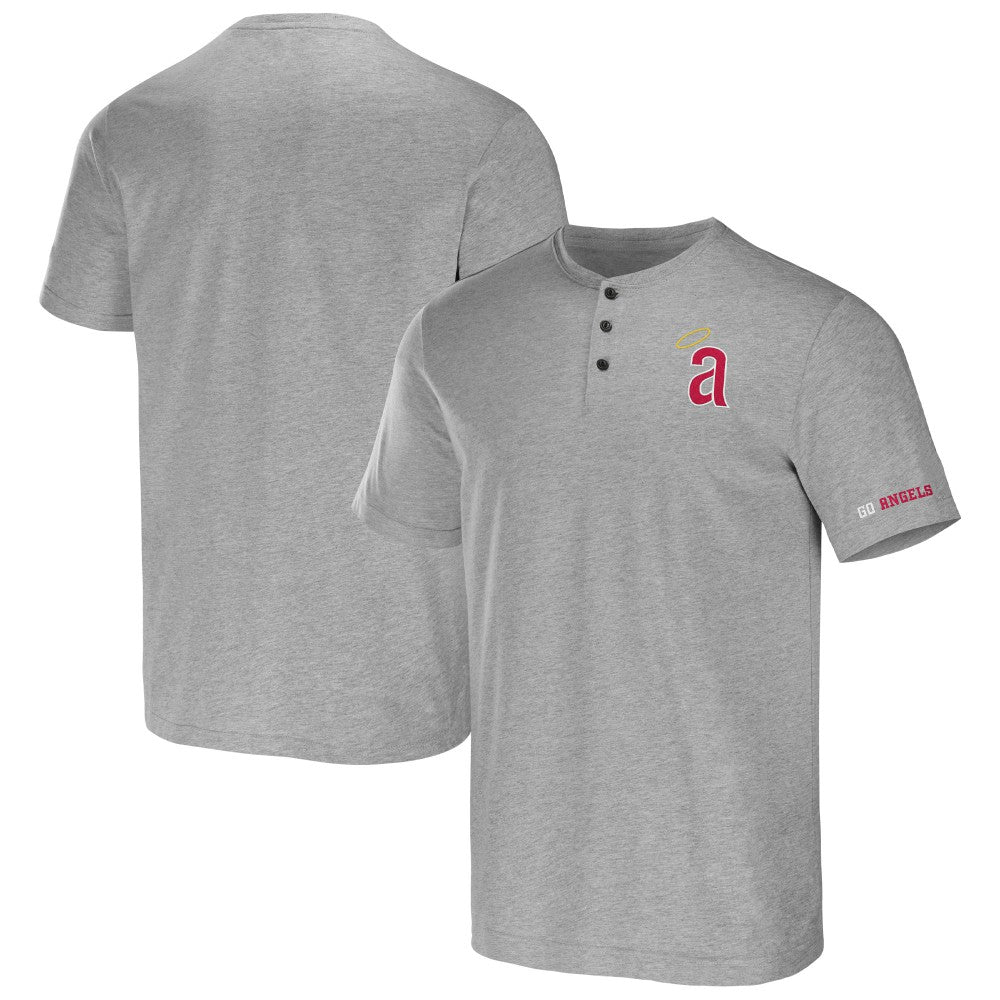 Los Angeles Angels Darius Rucker Collection by Fanatics Henley T-Shirt - Heather Gray T-shirts