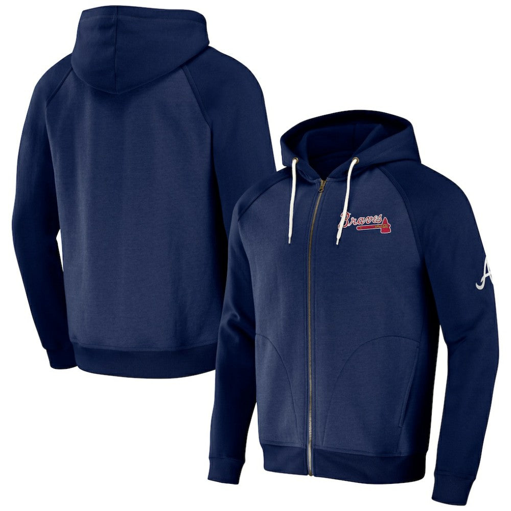 Atlanta Braves Darius Rucker Collection by Fanatics Raglan Full-Zip Hoodie - Navy Hoodies