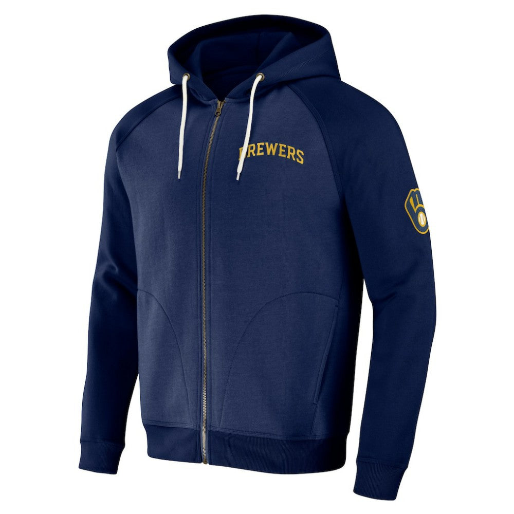 Milwaukee Brewers Darius Rucker Collection by Fanatics Raglan Full-Zip Hoodie - Navy Hoodies