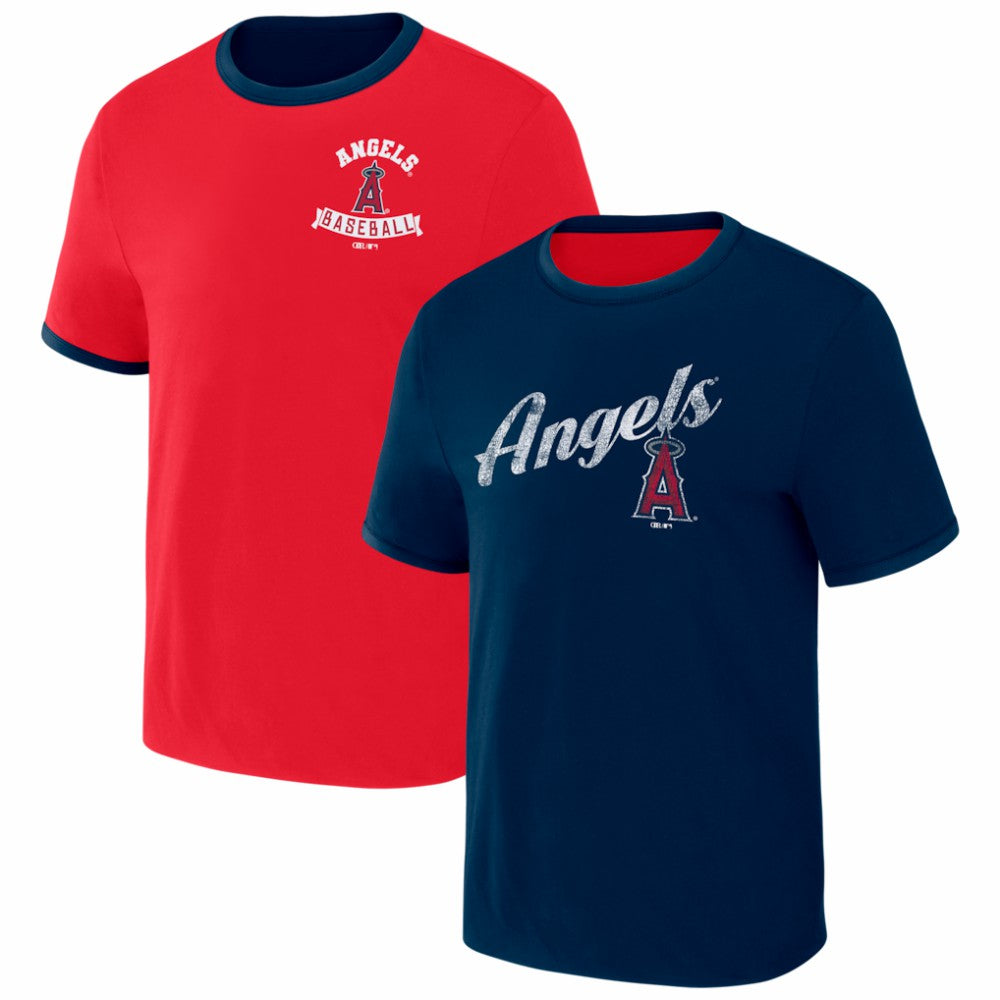 Los Angeles Angels Darius Rucker Collection by Fanatics Two-Way Ringer Reversible T-Shirt - Red/Navy T-shirts