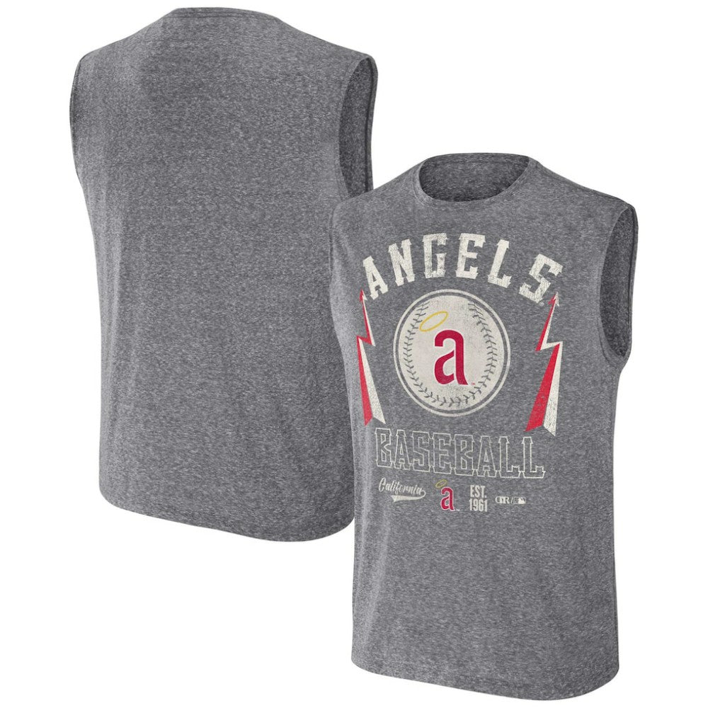 Los Angeles Angels Darius Rucker Collection by Fanatics Relaxed-Fit Muscle Tank Top - Charcoal Tanks
