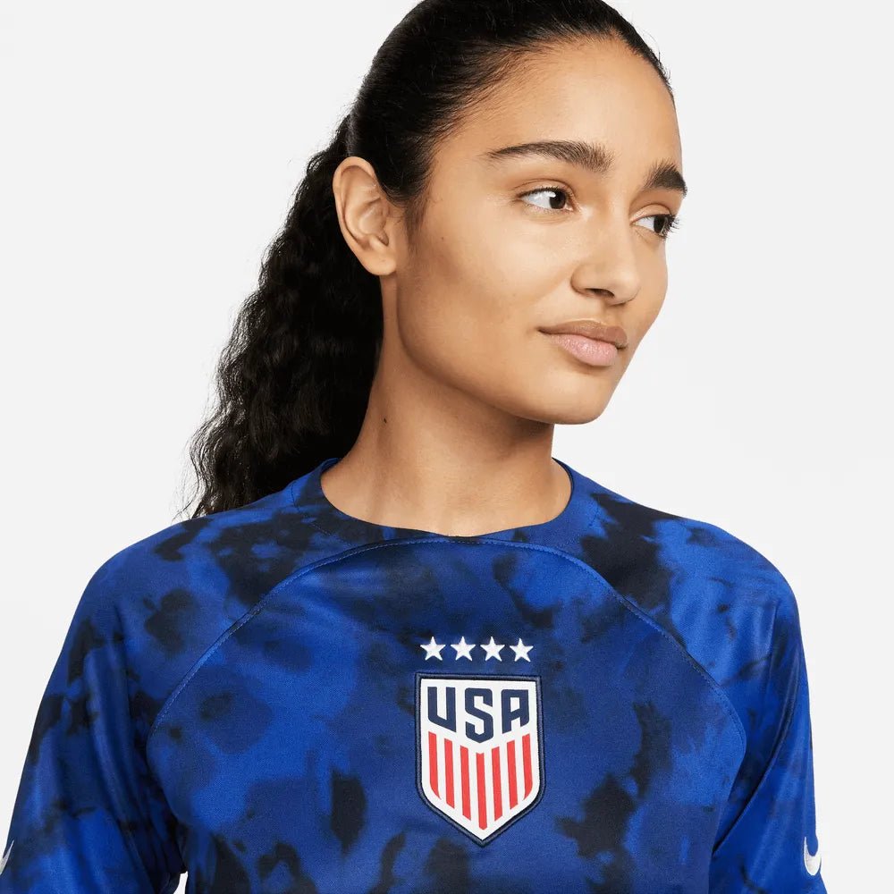 Nike 2022-23 USA Away Women 4 Star Soccer Jersey Bright Blue-White