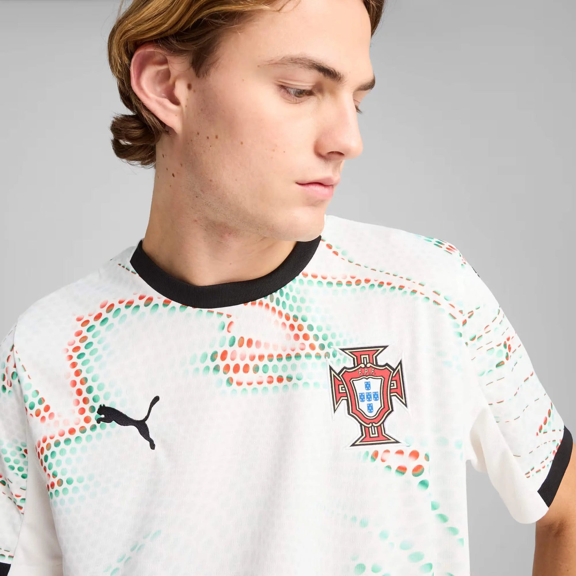 Puma 2025-26 Portugal Men's Stadium Away Soccer Jersey Puma White-Puma Black