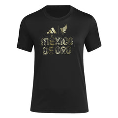 Adidas 2025 Mexico Women's De Oro HOB Tee Black / Soccr-Mxs-Sxa