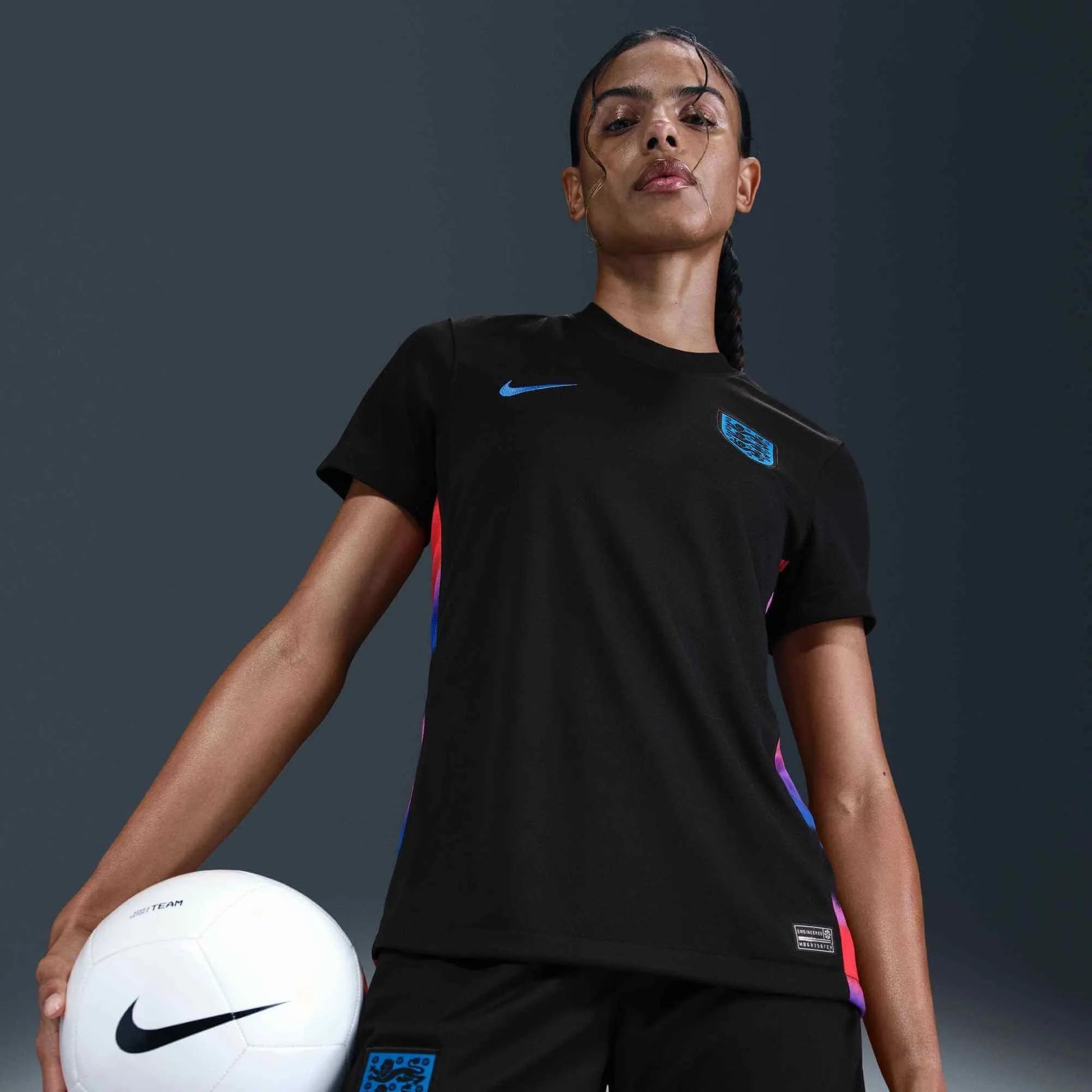 Nike 2025 England Women's Stadium Away Soccer Jersey Black/Light Photo Blue